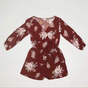 Cape Juby Boho Floral Romper Burnt Red Brown NWT